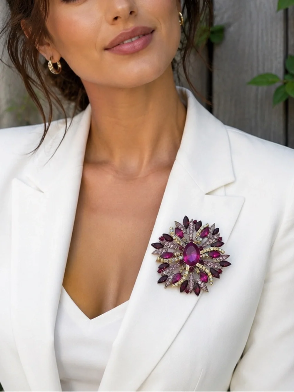 Pink  Brooch with Fuchsia and Magenta Stones